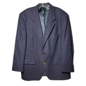 Bill Blass Blazer Sport Coat Men Navy Blue 44R 100% Pure Cashmere